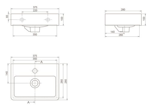 CeraStyle MINI - porcelán kézmosó - 37 x 28 cm