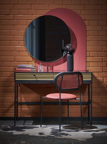 TMP IRON fürdőszobai tükör - FEKETE keret - kerek - 80 cm