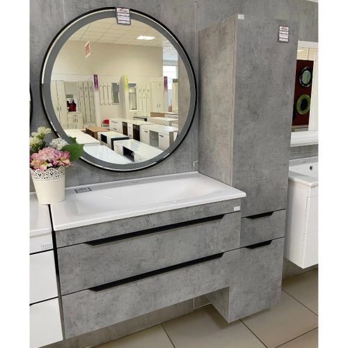 TMP IRON fürdőszoba tükör - FEKETE keret - kerek - LED világítással - érintésmentes kapcsoló - 80 cm