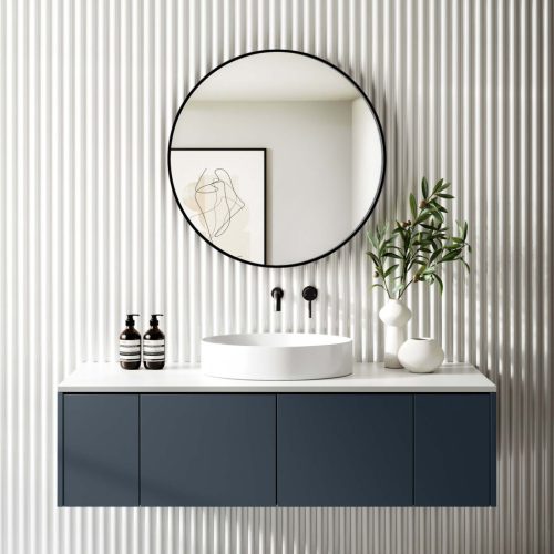 TMP IRON fürdőszobai tükör - FEKETE keret - kerek - 90 cm