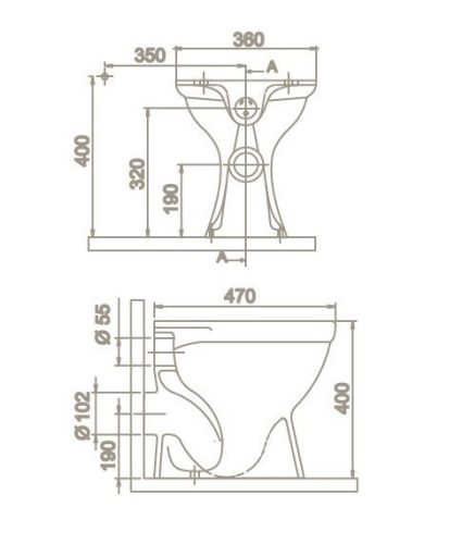 CeraStyle WC csésze - padlón álló - porcelán - HÁTSÓ kifolyású