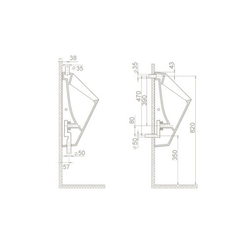 CeraStyle CITY - PISZOÁR - porcelán - FELSŐ vízbekötésű - szifonnal - 55 cm x 32 cm