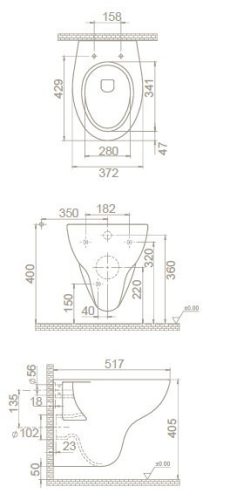 CeraStyle LILA fali WC