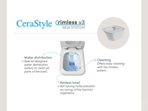 CeraStyle IBIZA fali WC - MATT FEKETE - rimless - perem nélküli