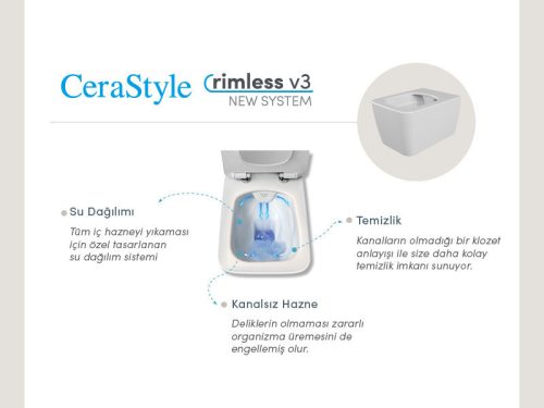 CeraStyle HERA fali WC - rimless - perem nélküli - rejtett szerelésű - 52 cm