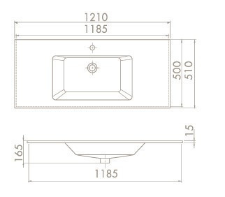 CeraStyle IBIZA - porcelán mosdókagyló - 121 x 51 cm