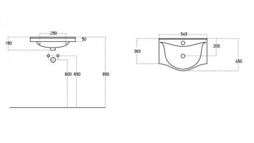 Sanovit ALBATROS - porcelán mosdókagyló - 55 x 45 cm