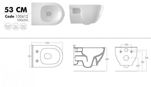 Sanovit BRILLA fali WC - rimless - perem nélküli