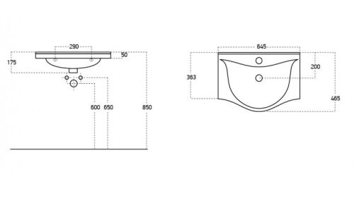 Sanovit ALBATROS - porcelán mosdókagyló - 64,5 x 46,5 cm