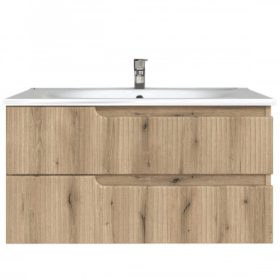   Piramida EURIDIKA fali fürdőszobabútor - műmárvány mosdóval -2 fiókos - PINO TÖLGY - 100 x 48 x 53 cm