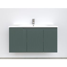   Piramida EURIDIKA fali fürdőszobabútor - műmárvány mosdóval -3 ajtós - PINO FEKZÖLDETE - 100 x 48 x 53 cm