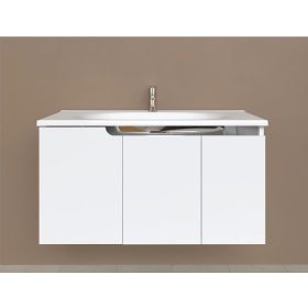   Piramida EURIDIKA fali fürdőszobabútor - műmárvány mosdóval - 3 ajtós - 100 x 48 x 53 cm