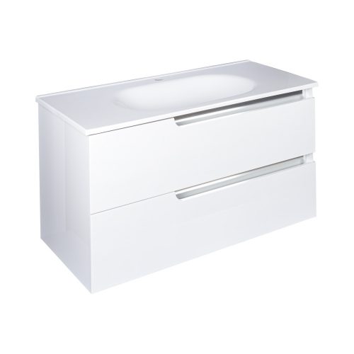 Piramida EURIDIKA fali fürdőszobabútor - műmárvány mosdóval - 2 fiókos - 100 x 48 x 53 cm