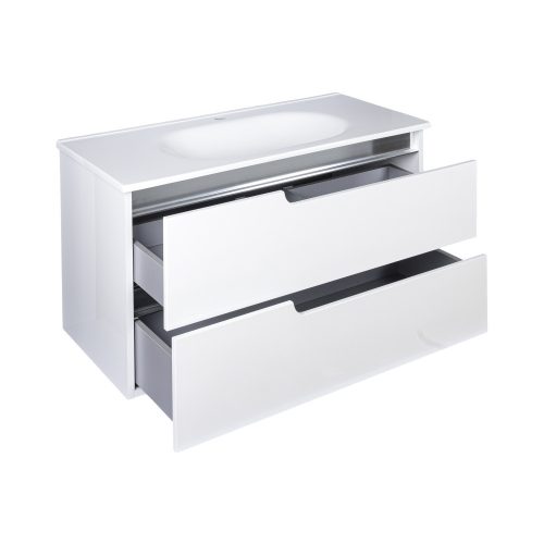 Piramida EURIDIKA fali fürdőszobabútor - műmárvány mosdóval - 2 fiókos - 100 x 48 x 53 cm