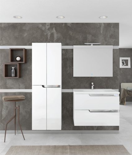 Piramida EURIDIKA fali fürdőszobabútor - műmárvány mosdóval - 2 fiókos - 100 x 48 x 53 cm