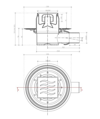 Pestan zuhanyfolyóka Confluo Standard fém 10 x10 cm