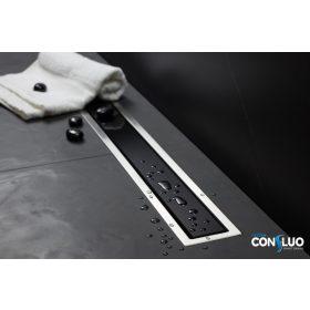   Pestan zuhanyfolyóka Confluo Premium Line FEKETE üveg 55 cm