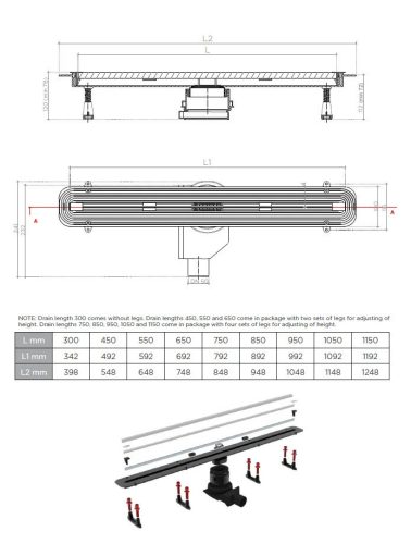 Pestan zuhanyfolyóka Confluo Slim Line 45 cm
