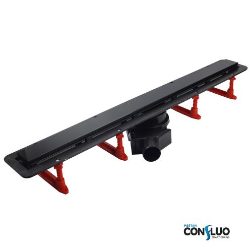 Pestan zuhanyfolyóka Confluo Frameless Line - keret nélküli - FEKETE üveg 75 cm