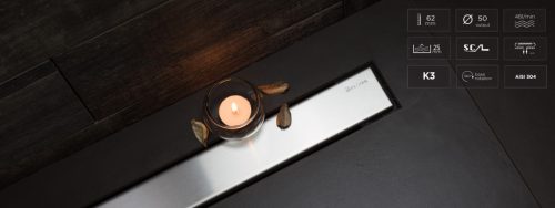 Pestan zuhanyfolyóka Confluo Frameless Line - keret nélküli - 65 cm