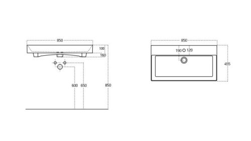 Sanovit STANCE - porcelán mosdókagyló - 85 x 45,5 cm