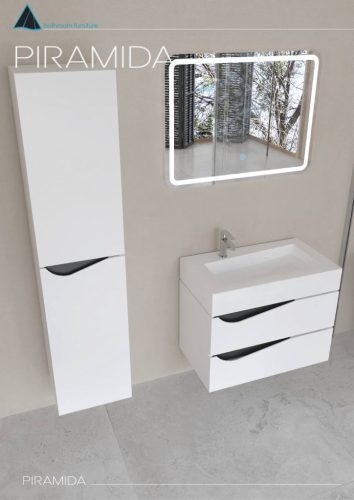 Piramida BETA fali fürdőszoba - állószekrény - FEHÉR-FEKETE - 35 x 150 x 30 cm