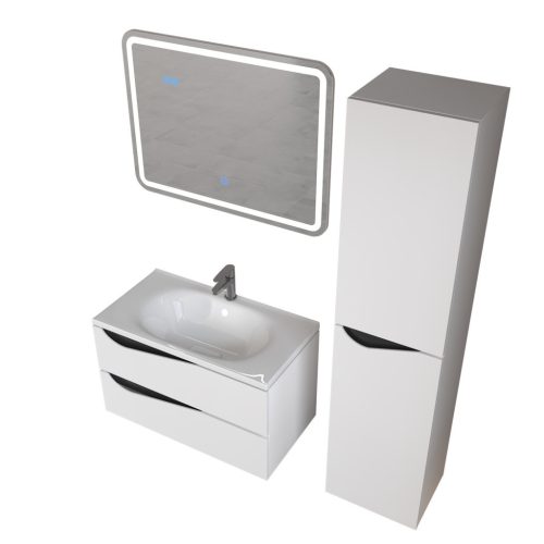 Piramida BETA fali fürdőszoba - állószekrény - FEHÉR-FEKETE - 35 x 150 x 30 cm