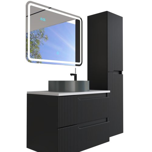 Piramida BETA fali fürdőszoba - állószekrény - PINO FEKETE - 35 x 150 x 30 cm