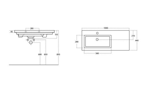 Sanovit ISIK - porcelán mosdókagyló - 100 x 44 cm