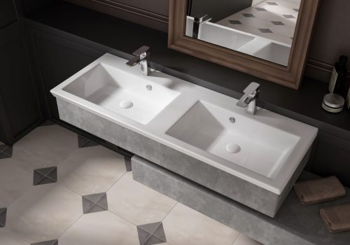 Sanovit ISIK - porcelán mosdókagyló - dupla - 120 x 44 cm