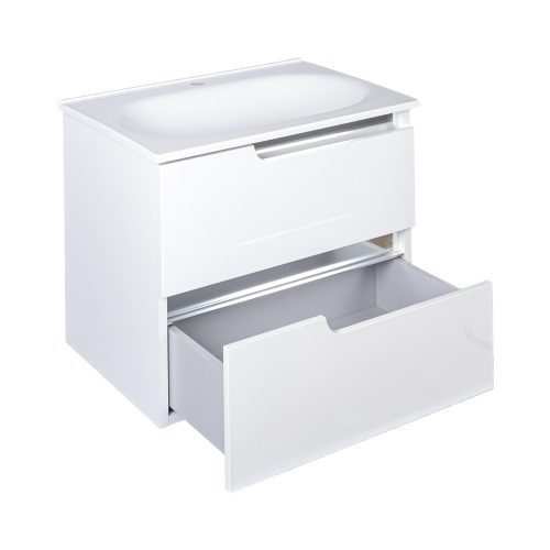 Piramida EURIDIKA fali fürdőszobabútor - műmárvány mosdóval -2 fiókos - 65 x 53 x 48 cm