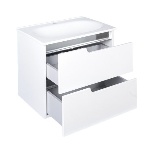 Piramida EURIDIKA fali fürdőszobabútor - műmárvány mosdóval -2 fiókos - 65 x 53 x 48 cm