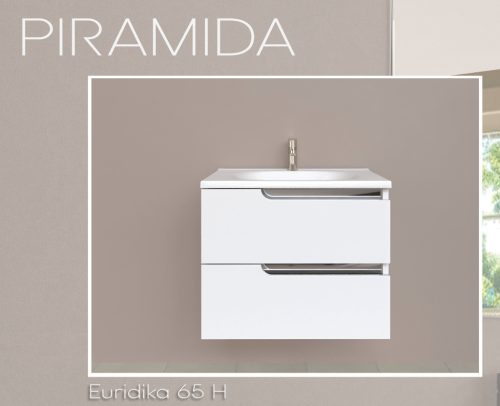 Piramida EURIDIKA fali fürdőszobabútor - műmárvány mosdóval -2 fiókos - 65 x 53 x 48 cm