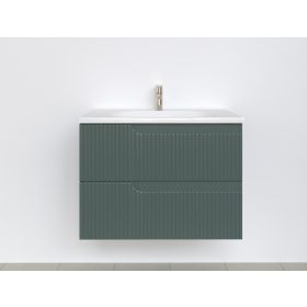   Piramida EURIDIKA fali fürdőszobabútor - műmárvány mosdóval -2 fiókos - PINO ZÖLD - 75 x 48 x 53 cm