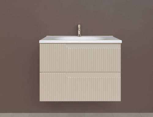 Piramida EURIDIKA fali fürdőszobabútor - műmárvány mosdóval -2 fiókos - PINO BÉZS - 75 x 48 x 53 cm