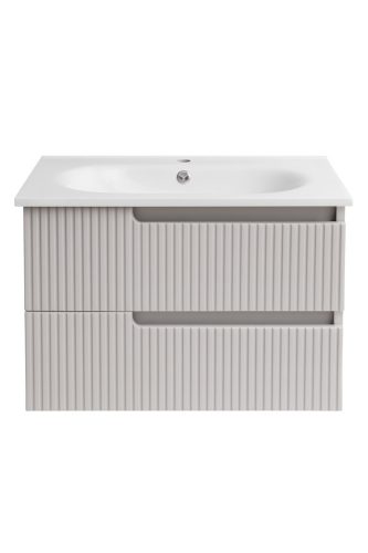 Piramida EURIDIKA fali fürdőszobabútor - műmárvány mosdóval -2 fiókos - PINO BÉZS - 75 x 48 x 53 cm