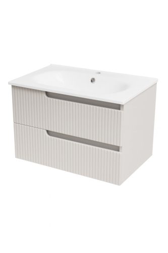 Piramida EURIDIKA fali fürdőszobabútor - műmárvány mosdóval -2 fiókos - PINO BÉZS - 75 x 48 x 53 cm