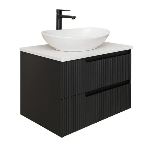 Piramida EURIDIKA fali fürdőszobabútor - mosdópult mosdó nélkül -2 fiókos - PINO FEKETE - 75 x 48 x