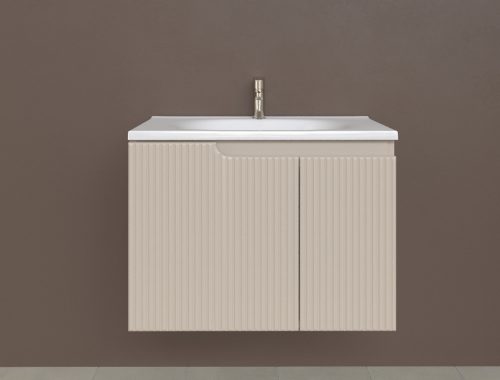 Piramida EURIDIKA fali fürdőszobabútor - műmárvány mosdóval -2 ajtós - PINO BÉZS - 75 x 48 x 53 cm