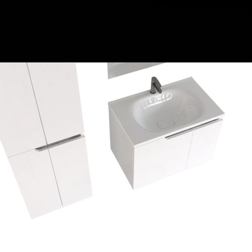 Piramida EURIDIKA fali fürdőszobabútor - műmárvány mosdóval -2 ajtós - 75 x 48 x 53 cm