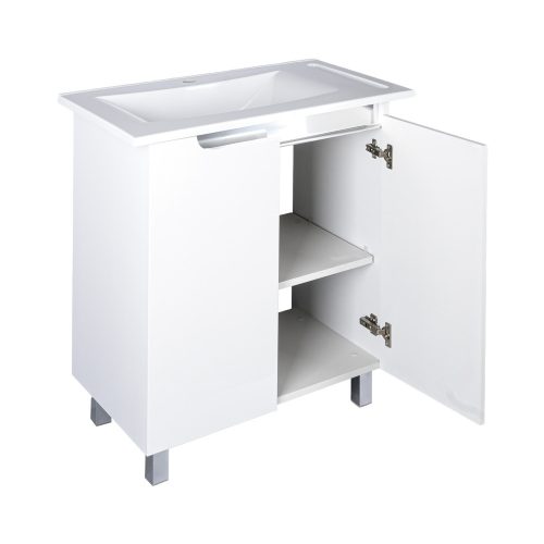 Piramida EURIDIKA fali /álló fürdőszobabútor - műmárvány mosdóval - 2 ajtós - 82 x 73 x 46 cm