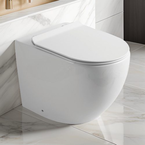 Eros ES OVAL - padlón álló WC - ülőkével komplett - perem nélküli öblítés - alsó/ hátsó kifolyású