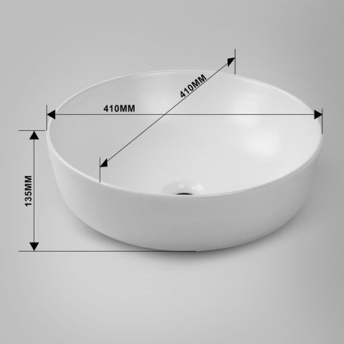 Eros RAISE - PULTRA ültethető - Top Counter - porcelán mosdó - MATT FEHÉR - O - Ø 41 cm