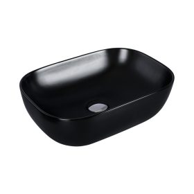  Eros SMILE 3 - PULTRA ültethető - Top Counter - porcelán mosdó - MATT FEKETE - 46,5 x 32,5 x 13 cm