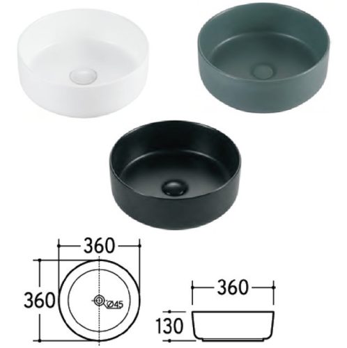 Eros SIMPLE 8 - PULTRA ültethető - Top Counter - porcelán mosdó - 36 x 36 x 13 cm