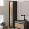 Piramida EURIDIKA OLIVA - FEKETE BETA fali fürdőszobai - ÁLLÓSZEKRÉNY - 35 x 150 x 30 cm