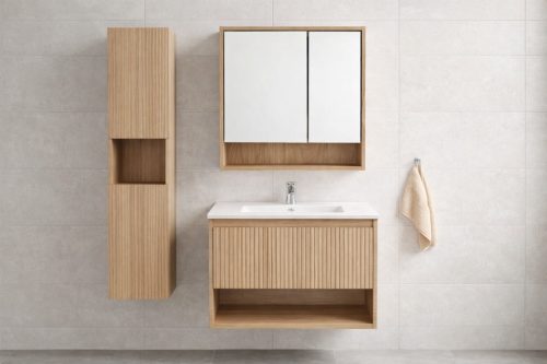 TMP SLIM STRIPE 60 fali függesztett fürdőszobabútor - SKY E-8099-60 porcelán mosdóval - 61 x 46 cm