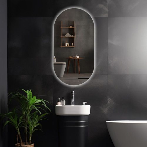 Viva AURA PINO 50 fürdőszoba tükör - érintésmentes - AMBIENT LED - OVÁLIS - ÁLLÓ - 50x90 cm