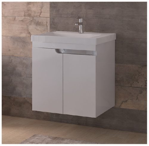 Piramida EURIDIKA 60 LH fali fürdőszobabútor - műmárvány mosdóval - 2 ajtós - 60 x 64 x 38 cm