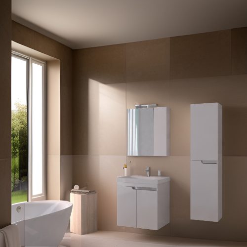 Piramida EURIDIKA 60 LH fali fürdőszobabútor - műmárvány mosdóval - 2 ajtós - 60 x 64 x 38 cm